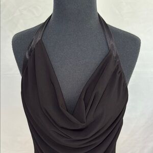 GUESS Silky Draped Neck Halter Dress